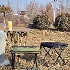 Lightweight Folding Outdoor Stool Camping Travel - Compact Portable Seating (Green, 29x25x31cm)(Khaki B)