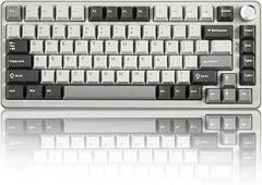 YUNZII B75 PRO Wireless Mechanical Keyboard,75% Layout with Knob,Hot Swap Gasket Custom Structure,Creamy Pre-lubed Switches,RGB Backlit,Bluetooth/Type-C/2.4G for Win/Mac(Milk Switch,Grey)