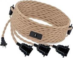 Twisted Twine Rope Pendant Light Cord with Switches Industrial E27 Extension Hanging Lamp Cable Twisted Twine Rope