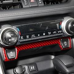 Car Center Console Electronic Stability Program Control Panel Sticker Compatible with Toyota RAV4/RAV4 Hybrid 2019 2020 2021 2022 2023 2024 2025 Real Carbon Fiber Auto Interior Trim Red-Type A
