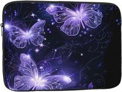Laptop Bag with Night Butterflies Printed for Men Women Shockproof Laptop Bag for Travel Office School Black 13 Inch