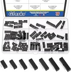 Glarks 70pcs 6/8/10/12/14/16/18 Pin 2mm Pitch Dual Row Straight Box Header Kit, 7 Sizes IDC Socket Connector, IDC Box Headers, Dual Pin Box Headers for PCB Electronic Equipment Projects