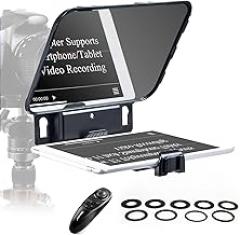 Desview T3 Teleprompter Teleprompter with Remote Control Work with iPad/Tablet/Smartphone up to 10 inch High Display Mirror Support Wide Angle Lens Great Partner for Live Streaming