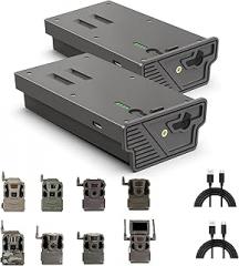 2-Pack 6000mAh Rechargeable Reveal Lipo Lithium Battery Pack for Tactacam Trail Camera Reveal X Gen 3.0, 2.0, X Pro 3.0, Pro, X Ultra 3.0, SK, XB, X - Upgraded LED Meter & Solar Charging