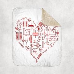 3dRose Red Heart Made of Electronic Circuitry Symbols. Funny Gift for Anyone Sherpa Lined Blanket