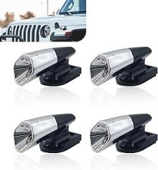 Pack-4 Car Deer Warning Devices, ABS Deer Whistles Repeller, Ultrasonic Animal Alarms, Universal Safety Auxiliary Accessory, Compatible with Most Car Models (Silver)