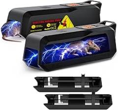 Electric Mouse Trap 2 Pack, Humane Electronic Mouse Trap for Indoor Home Use, Reusable Electric Rat Trap, No-Touch Rodent Control for Kitchen, Garage, Attic, Basement