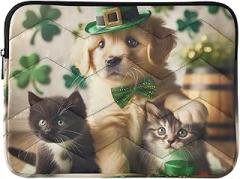 Saint Patrick's Day Cute Kittens Laptop Sleeve Computer Sleeve 14 Inch Laptop Portable Electronic Device Cover