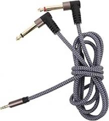 Right Angle Audio Splitter Cable - 3.5mm Stereo to Dual 6.5mmAdapter Cable for Electronic Keyboard, Laptop, Speaker, Amplifier