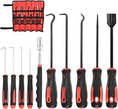 PATIKIL 10 Pieces Precision Hook and Pick Up Set Mechanic with Gasket Scraper Magnetic Telescoping Pick Tool Long Hose Puller Hooks for Automotive Electronics Tool
