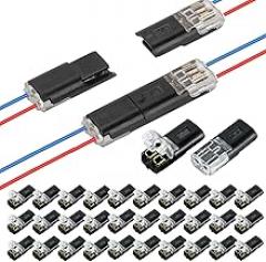 50/100/150 Pack Quick Clip Fasteners Wire Connector, Double - Wire Plug-in Connector with Locking Buckle, Compatible Diameter 1.5mm-2.1mm, for Strip Lights DIY, Low-Voltage Decor (50 Pcs)