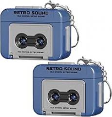 2Pcs Mini Tape Recorder Keychain Plastic Recordable Retro Mini Cassette Tape Recorder Keychain for Backpacks Handbags