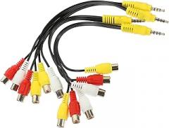 4pcs 3-Way Av Audio Converter Cable 3.5mm Mini Jack to 3 Female Splitter for Tv Set-top Box and DVD Player Compatible Laptop Home Theater Electronics