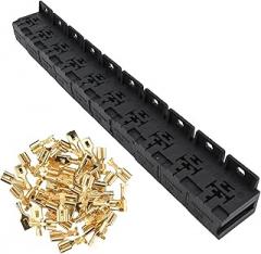 FABULETTA 10 Sets 5-Pin 30A–80A Car Relay Socket Holder with 50 Terminals, PA66 Construction for Automotive Electronic Applications Including Alarms, Headlamps, Fog Lights