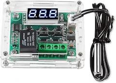 W1209 DC 12V Digital Temperature Controller Board Blue Digital Display Thermostat -50-110°C Electronic Temperature Temp Control Module Switch with Waterproof Case (1-Pack)