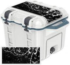 MightySkins (Cooler Not Included) Skin Compatible with OtterBox Venture 25 qt Cooler Lid - Black Butterfly | Protective, Durable, and Unique Vinyl wrap Cover | Easy to Apply | Made in The USA