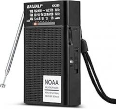 BAIJIALI NOAA Weather Radio with AM/FM, Emergency Portable Radio - Strong Reception, Battery Operated, Headphone Jack for Storms, Hurricanes and Outdoor Activities (Black)