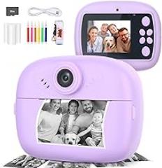 Mafiti Kids Camera Instant Print, Kids Camera Toy with 48MP Photo 1080P Video 32GB Card, Christmas Birthday Gift for 3-12 Year Old Girls Boys(Purple)