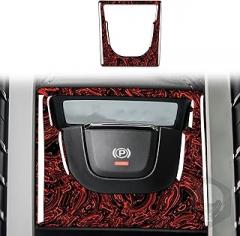 Flame red Soft Carbon Fiber Car Interior Electronic handbrake Panel Frame 1/Piece Decorative Sticker for Porsche MACAN 2014-2021 Carbon Fiber Interior Accessories