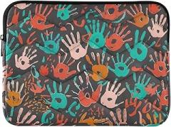 Laptop Sleeve Colorful Handprints Shapes Portable Electronic Device Cover, 15-15.6 Inch