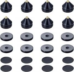 Speaker Spikes Floor Protectors 8pcs, Light Weight Shockproof Speaker Isolation Stand Feet for HiFi Amplifier, Subwoofer, DAC Recorder, Turntable, Cone Base Pad with Adhesive, Black