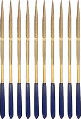 uxcell Diamond Needle Files, 4mm x 160mm Titanium Coated Round Files Hand Tool with TPU Handle for Metal Stone Wood 10pcs