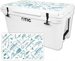 MightySkins (Cooler Not Included) Skin Compatible With RTIC 65 Cooler Lid (2016) – Teal Lures | Protective, Durable, and Unique Vinyl Decal wrap cover | Easy To Apply, Remove, and Change Styles | Made in the USA