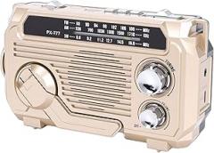 Solar Hand Crank Radio with Bluetooth Speaker Flashlight AM FM SW Water Proof Portable Emergency Radio for Indoor Outdoor (Khaki)