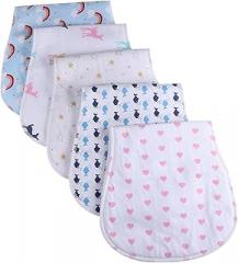 Milisten 5pcs Cotton Burping Cloths for Newborns Unisex Soft Absorbent Burp Towels Washcloths Printed Patterns Random Style