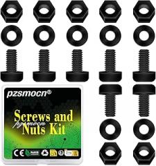 300 Pieces/100 Sets M2.5 * 6 mm Plastic Black Nylon Cross Round Head Screw Hexagonal Nut Combination Kit, with Insulating Washers, Standard Size, for DIY and Electronic Assembly.