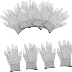Veemoon 5 Pairs Static Gloves with PU Coated Fingertips Non Slip Thermal Insulation Protective Work Gloves for Electronics Assembly Manufacturing Repair and Inspection