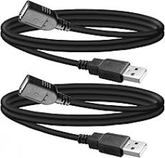 SaiTech IT 2 Pack 45cm Adjustable Flexible USB 2.0 Male to Female Extension Plug/Socket Adapter Cable for LED/LCD TV USB Ports - Black