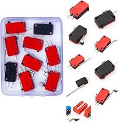 Micro Limit Switch Momentary Push Button Switch, Red 2 Position Mini Switch KW7 2Pin for Electronic Applications (YO-Limit-Red)