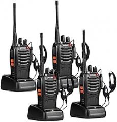 pxton Walkie Talkies Long Range for Adults with Earpieces,16 Channel Walky Talky Rechargeable Handheld Two Way Radios with Flashlight Li-ion Battery and Charger（4 Pack）