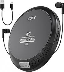 Coby Portable CD Player with FM Radio and 60-Second Anti-Skip Protection – Compact Walkman-Style Disc Player with LCD Display, Stereo Earbuds & USB Power – Ideal for Home, Travel & Car Use