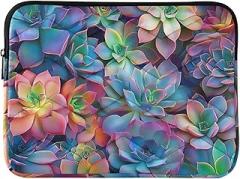 Quilted Laptop Sleeve Portable Electronic Device Cover Colorful Succulents Portable Protective Case