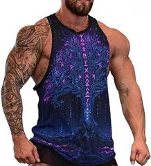 Men's 3D Vikings Tank Tops Funny Graphic Summer Sleeveless Muscle Basic Tee Vacation Tops