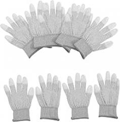 Gatuida 5 Pairs Static Full Finger Gloves with PU Coated Fingertips Non Slip Thermal Insulation for Precision Industrial Work Esd Safe Building and Electronics Assembly
