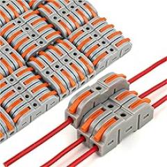 Lever Nuts 50pcs Lever Wiring Connector Fast Compact Splicing Electrical Butt Terminal to Inline for Fast/Secure Splicing of Solid/Stranded Wires