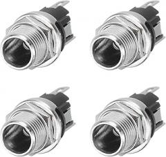 MECCANIXITY 10pcs DC5525 Power Jack, 30V 0.5A 5.5x2.5mm 3 Pin DC Power Female Panel Mounting Connector Socket with Metal Nut Washer for Electronics Devices, Silver 10.8x10.8x24.3mm