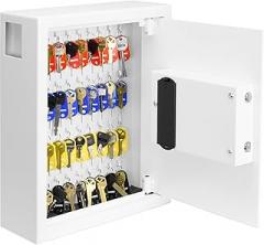 Barska 40-Key Digital Wall Mount Key Cabinet – Electronic Lock Steel Security Box with Numbered Hooks & Tags for Home, Office, School, or Business
