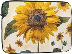 Sunflower Laptop Bag Women Men Shockproof Travel Office School Laptop Bag, black, 12 inch