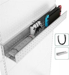 JWX Pegboard Storage Management Box - Easy Install, Secure Storage Solution for Gamers, DIYers, and Office Organization, Compatible Pegboard Standing Shelf Unit, White