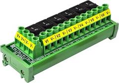 DIN Rail Mount 6 Channel Rocker Switch DC Power Distribution Strip Module