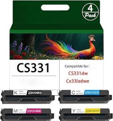 CS331 CX331 High Yield Toner Cartridge 4500pages 4 Pack 20N1HC0, 20N1HK0, 20N1HM0, 20N1HY0 Replacement for Lexmark CS331dw CX331adwe Printer with Smart Chip