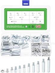 uxcell 150 Pcs M4 Hex Standoff Spacers, Carbon Steel Male Female Thread 12/14/16/18/21/24/26/31/36mm, Motherboard Assortment Kit for DIY Computer Build, Electronic Projects, White