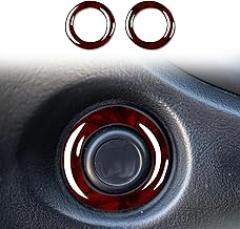 Car Carbon Fiber Accessories Driver's Side Start Switch Small Ring 2pcs Protective Cover Sticker Compatible with Acura Integra 1994 1995 1996 1997 1998 1999 2000 2001 (Wood Grain)