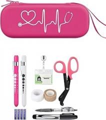 BOVKE Raspberry Stethoscope Case with 12Pcs Nurse Supplies Kit