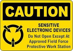 Caution Sensitive Electronic Devices Sign - Safety Electrical Equipment Metal Sign 8 x 12 Inches – For Wall or Fence