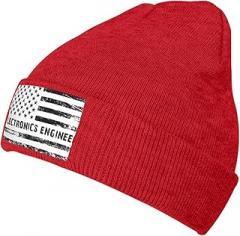 KOSPOGO Electronics Engineer USA Flag Beanie Hat for Men Women Winter Warm Knit Cuffed Hats Acrylic Skull Cap
